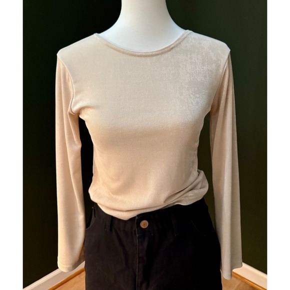 Vintage YOU Sport Collection Long Sleeve Basic Shirt Comfy Beige Size Unknown - Picture 1 of 4
